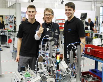 Felix Alt und Jan Kintzi mit ihrer Trainerin Sybille Bohland bei der Deutschen Meisterschaft