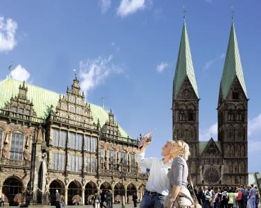Bremen: Marktplatz, Rathaus und St- Petri Dom