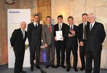 Von links: C. Hornung, FTD; M. See, Deloitte; Dr. Gunther Schunk, Günter Schürger, Stefan Rühling, alle Vogel Business Media GmbH & Co. KG; K. Löffler, Deloitte; D. Schoch, STAEDTLER Stiftung (Fotohinweis: Deloitte)