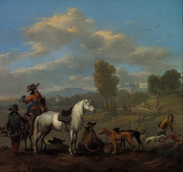 Johannes Lingelbach, Rast bei einer Falkenjagd, Mitte 17. Jh. (c) Landesmuseum Hannover.jpg