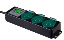 revolt 3-fach-Outdoor-Steckdosenleiste & -Energiekostenmesser, 3.680 Watt, IP44