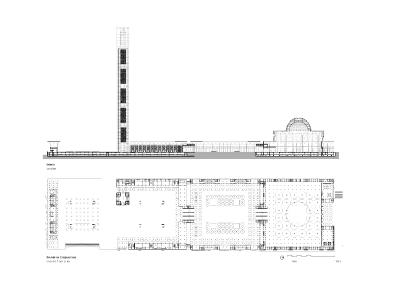 Ground floor plan and section