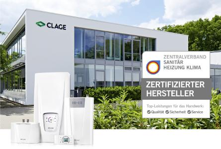 CLAGE ist ZVSHK zertifiziert