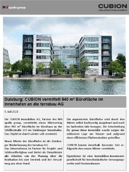 PM Duisburg_CUBION vermittelt 840 m² Bürofläche im Innenhafen an die terrabau AG.pdf