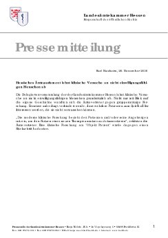 PM Hessisches Ärzteparlament lehnt Versuche an nicht einwilligungsfährigen Menschen ab.pdf