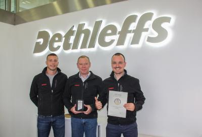 von rechts nach links: Den stellv. Kundendienstleiter, Sascha Hülsbusch, den Leiter des Dethleffs Service Centers, Roland Baldauf, sowie den Leiter Kundenmanagement, Stefan Schädler