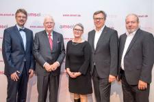 Alle Preisträger der AMSEL-Stiftungspreise 2017 (v.l.n.r.): Prof. Dr. med. Peter Flachenecker, Dr. Michael Alt, Karin Gaus-Reichelt, Uwe Rademacher und Dr. Marko Reschke
