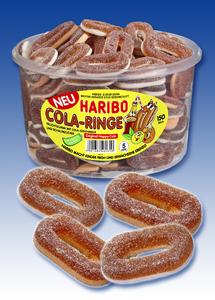 HARIBO "COLA RINGE" kombiniert mit frischem Orangen- oder Zitronengeschmack!