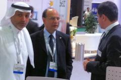 protel regional director UAE, Magued Malek, (on the right), discussing protel hotel software solutions at the ATM 2011