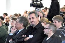 Von links: Bürgermeister der Hansestadt Lübeck, Bernd Saxe; Moodle-Begründer Martin Dougiamas; Organisator Andreas Wittke (Autor: Fachhochschule Lübeck) 