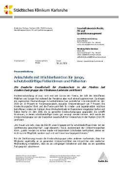 301121_PM_Anlaufstelle mit Wächterfunktion für junge, schutzbedürftige Patienten und Patienten.pdf