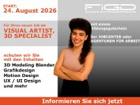 Kampagnenmotiv zur Weiterbildung Visual Artist – 3D Specialist bei der FiGD Akademie.