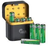 tka Köbele Akkutechnik 8er-Set Li-Ion-Akkus Typ AA, mit USB-C-Ladebox, 3.000 mWh, Ladeanzeige