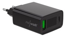 revolt Intelligentes 2-Port-USB-Netzteil, USB A & C, QC4.0+, PD 30 Watt, Display