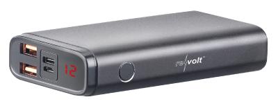revolt Powerbank PB-510.pd, Quick Charge 3.0 & USB Typ C PD, 10.000 mAh, bis 3 A, 18 Watt, Copyright: PEARL.GmbH / www.pearl.de.