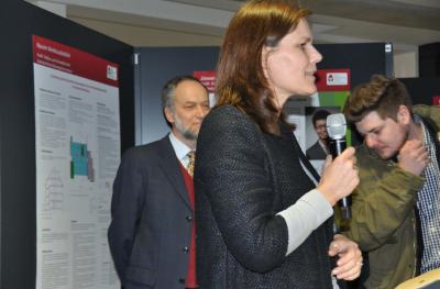 Prof. Dr. Matthias Grottker, Dekan FB Bau (links) und FHL-Präsidentin Dr. Muriel Helbig begrüßen zur letztjährigen Ausstellungsfeier, Foto: FHL