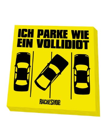 Falschparker Rache-Block Vollidiot Scherzartikel gelb-schwarz 10x10cm.jpg