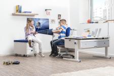 Gute Kombination für den Rücken: „mitwachsender“ Schreibtisch und bewegtes Sitzen (Bild: AGR/Moll)