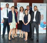 Das Gründungsteam des BioMedTec Wissenschaftscampus Lübeck, v.l.: Stefan Becker, Sandra van der Hulst, Dr. Katja Krämer, Claudia Linde, Janin Rieckert, Prof. Dr. Jürgen Klein, Prof. Dr. Christian W. Scheiner