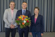 Prof. Dr. Michael Geißler (Medizinischer Geschäftsführer), Prof. Dr. Heiko Graf, Bettina Lisbach (v.l.n.r.) bei der offiziellen Begrüßung