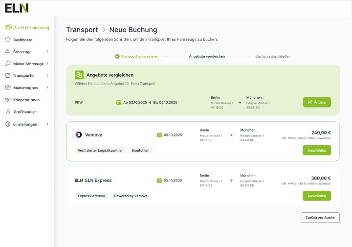 ELN Systems und vemove entwickeln voll integrierte Transport-Lösung