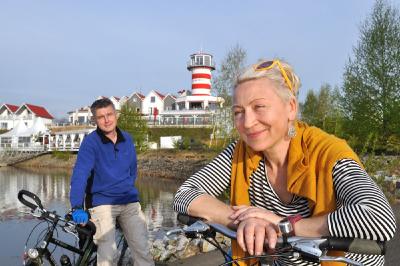 Radfahrer am Geierswalder See / Quelle: Tourismusverband Lausitzer Seenland - Nada Quenzel