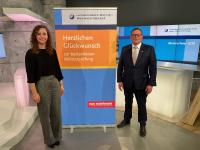 Sophia Brunck im Studio während der virtuellen Meisterfeier, Quelle: Rhein-Neckar-Fernsehen (RNF)