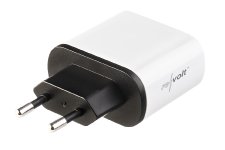 revolt 2-Port-USB-Netzteil mit 2x USB-A, Quick Charge und Display, 18 Watt, weiß