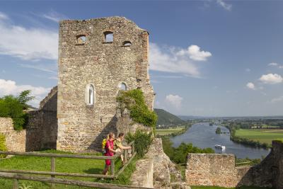 3) Hoch über dem Donautal thront die imposante Burgruine Donaustauf, © Tourismusverband Ostbayern e.V. Fotograf: Stefan Gruber