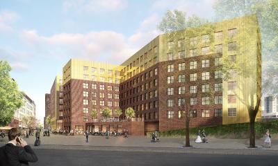Ansicht des Hotel-Ensembles vom Mintropplatz aus (Foto-Credit: "greeen! architects")