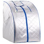 newgen medicals Portable Infrarot-Sauna mit Fußheizung, 4 Carbon-Heizern, Sitz, 1050 Watt