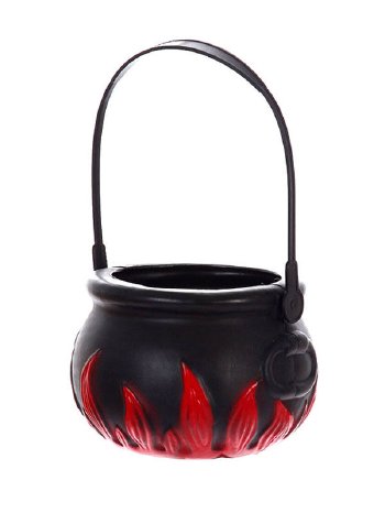 Miniatur-Hexenkessel mit Flammen Halloween Party-Deko schwarz-rot 8cm.jpg