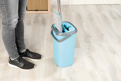 AtomiClean Kompaktes Bodenwisch-System, 2-Kammer-Eimer, 4-tlg. Griff, bis 130 cm