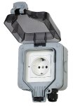 Luminea Home Control 2er-Set Outdoor-WLAN-Aufputzsteckdosen SF-520.avs, Sprachsteuerung, Messung, App